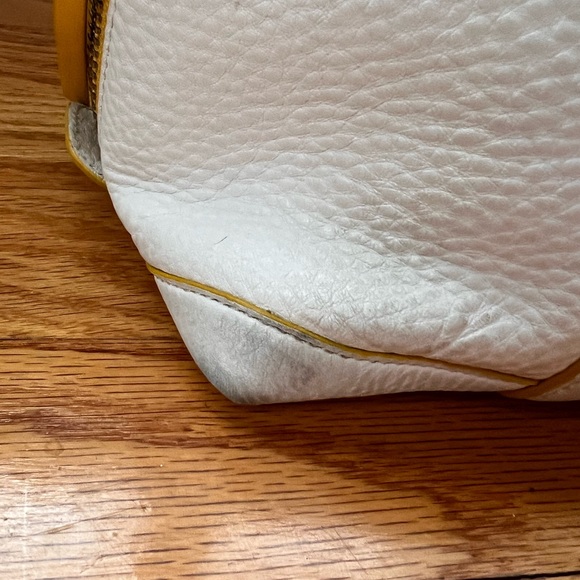 Coach Bleecker Edgepaint Leather Preston Satchel 30165 Silver/White/Sunglow - Picture 3 of 8